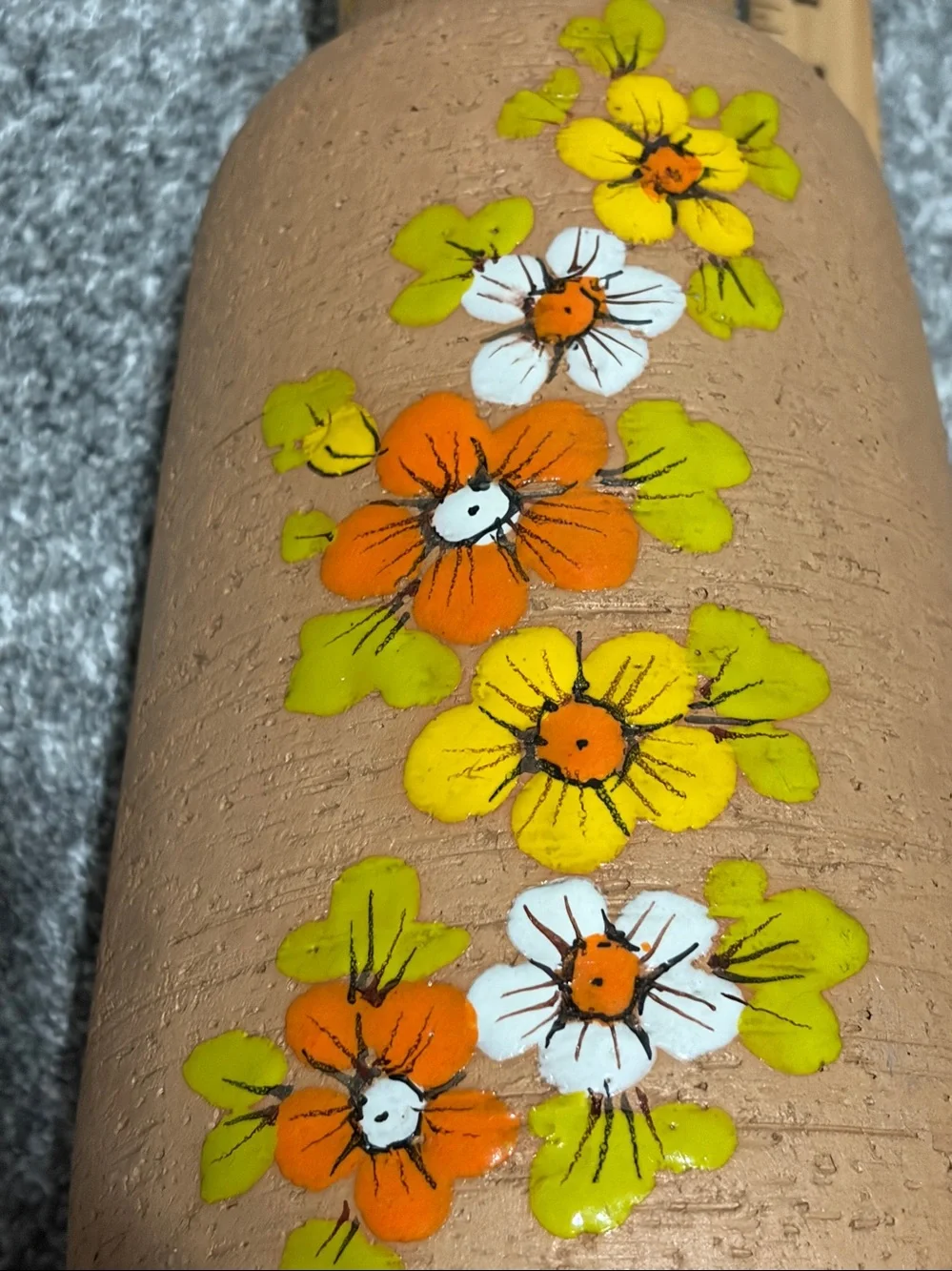 Vintage Rosenthal Netter Vase Made in Italy MCM 1960’s? Orange Yellow Flowers